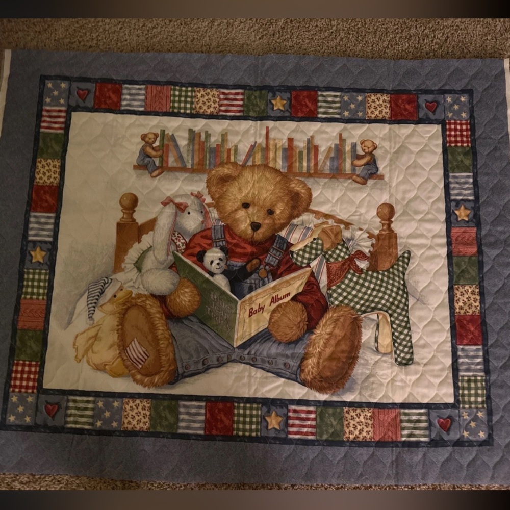 Vintage Daisy Kingdom Blue Jean Teddy Bear Baby Album Fabric Lot of 3- 2 designs